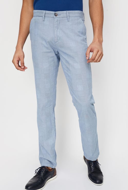 Men Checked Eco Wash Stretch Chinos