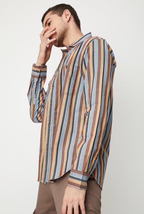 Men Striped Full Sleeves Slim Fit Casual Shirt