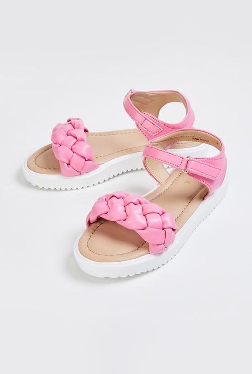 Girls Braided Strap Flat Sandals