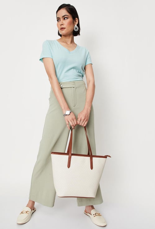 Women Solid V-neck T-shirt