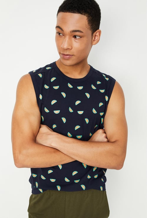 Men All Over Printed Sleeveless T-shirt