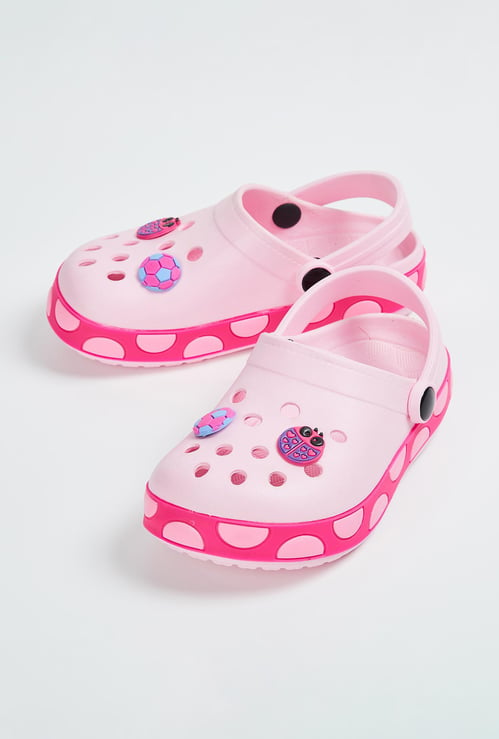 Girls Charm-Detailed Clogs with Pivoting Strap