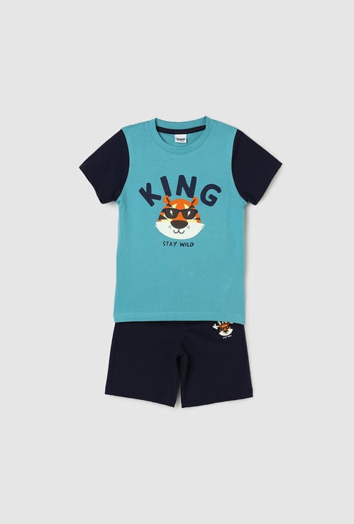 Boys Graphic Printed Sleepwear Shorts Set