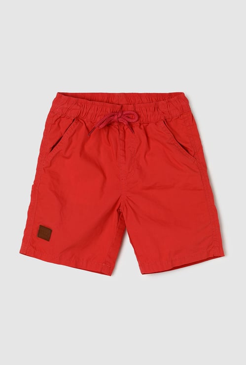 Boys Solid Drawstring Regular Shorts