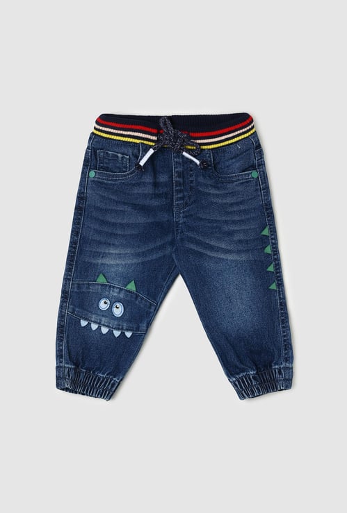 Boys Monster Applique Jogger Jeans