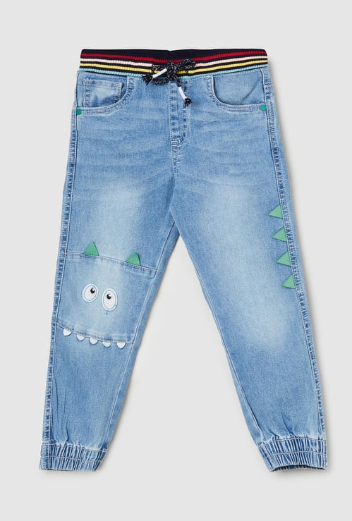 Boys Monster Applique Jogger Jeans