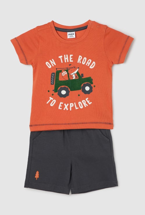 Boys Printed Knit Shorts Set