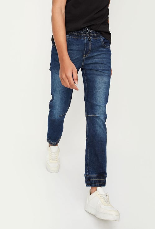 Boys Slim Fit Elasticated Washed Jeans