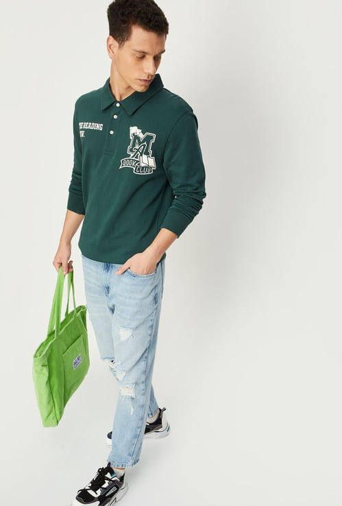 Men Printed Polo Sweatshirt