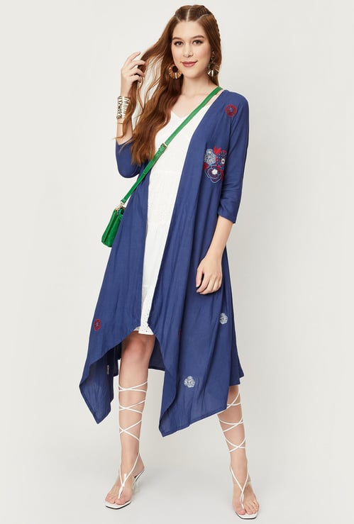 Women Embroidered Asymmetric Koti Jacket