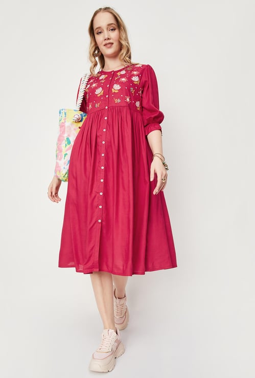 Women Embroidered Midi Dress