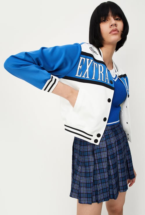 Women Colourblock Varsity Jacket