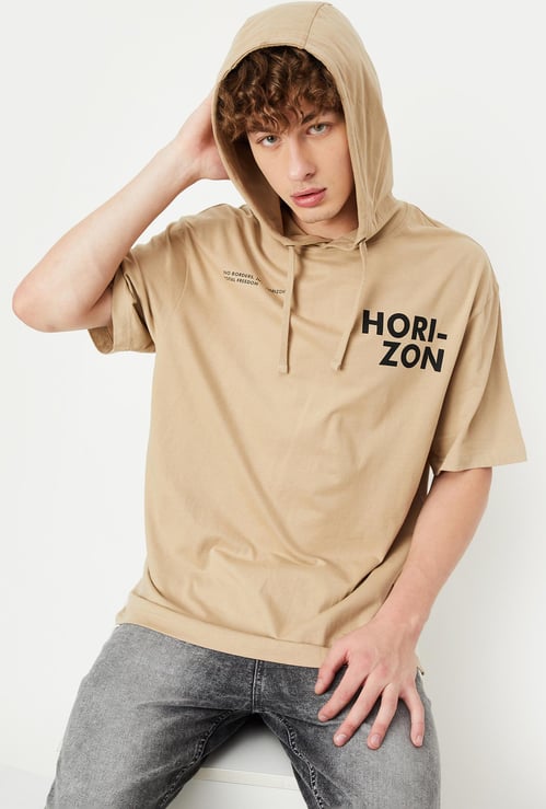 Men Printed Hooded T-shirt