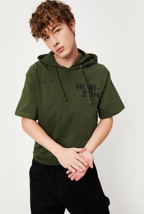 Men Printed Hooded T-shirt