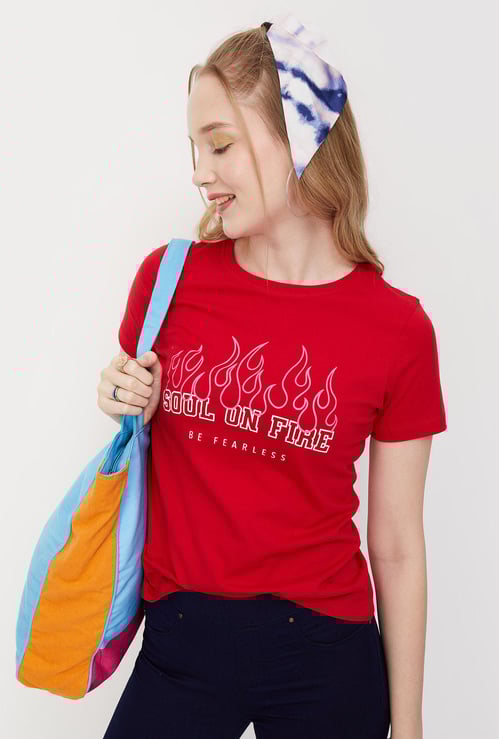 Women Round Neck Graphic T-shirt