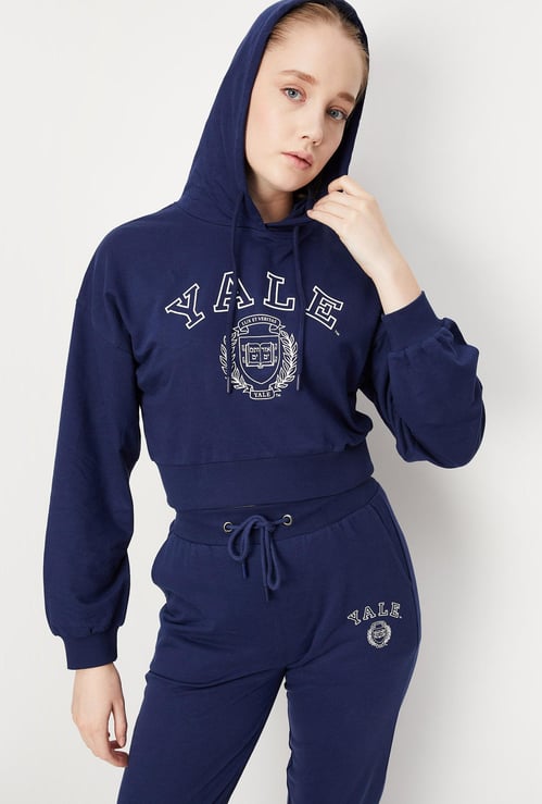 Women Yale Printed Crop Sweatshirt