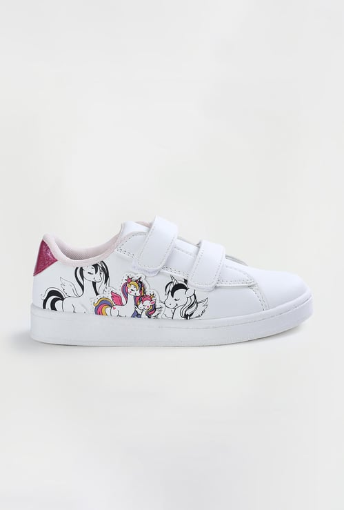 Girls Printed Sneakers with Velcro Strap