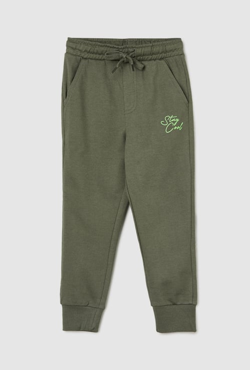 Boys Solid Cotton Joggers