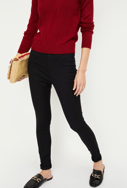 Women Solid Elasticated Jeggings