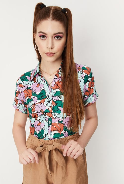 Women Printed Crop Shirt