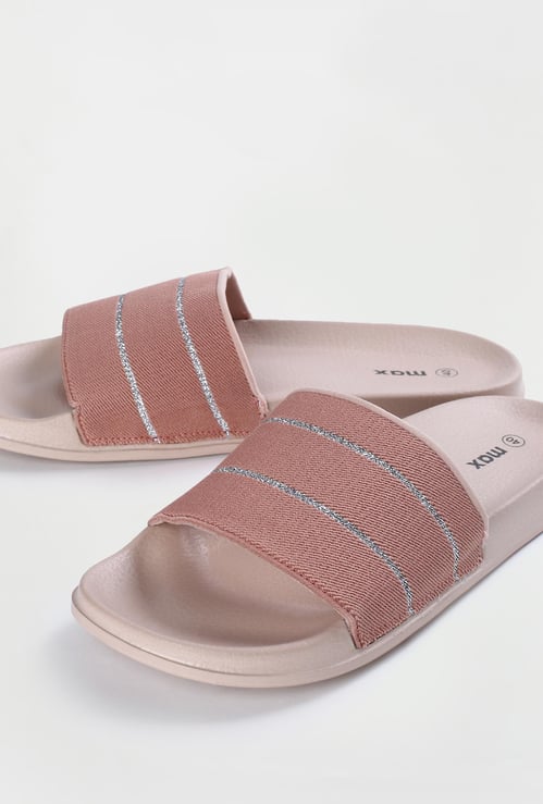 Women Striped Open-Toe Sliders