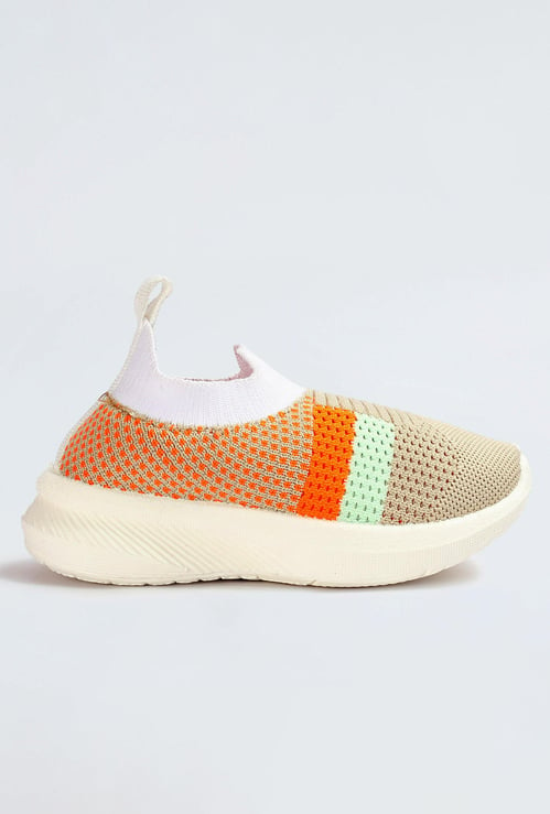 Girls Colourblock Slip-On Sport Shoes