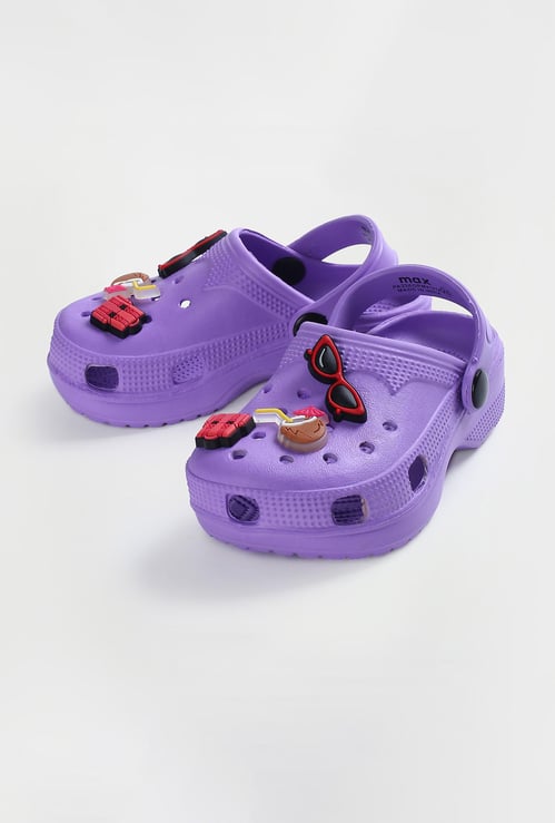 Girls Jibbitz-Detailed Clogs with Ankle Strap