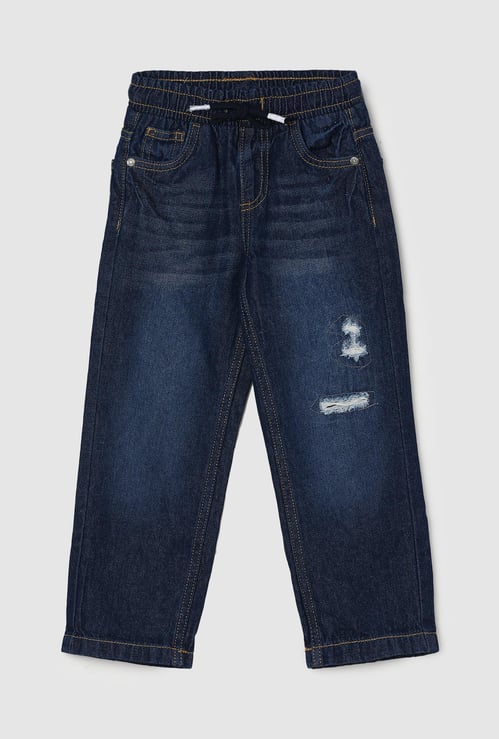 Boys Washed Elasticated Jeans