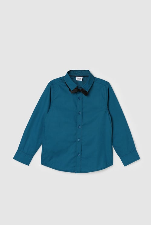 Boys Solid Shirt with Bow Tie