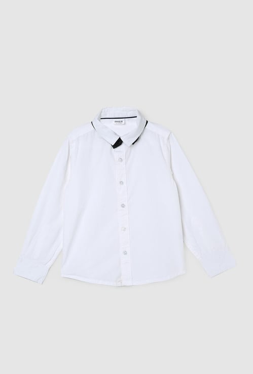 Boys Solid Shirt with Bow Tie