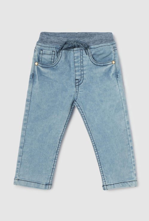 Boys Washed Drawstring Waist Jeans