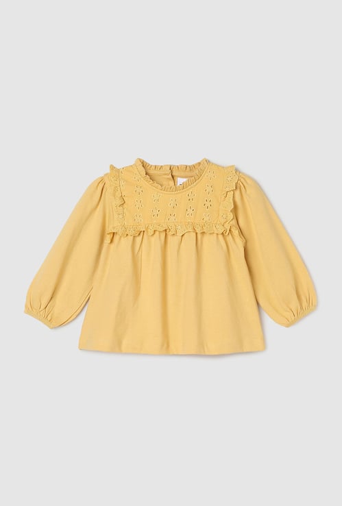 Girls Schiffli Embroidered Top