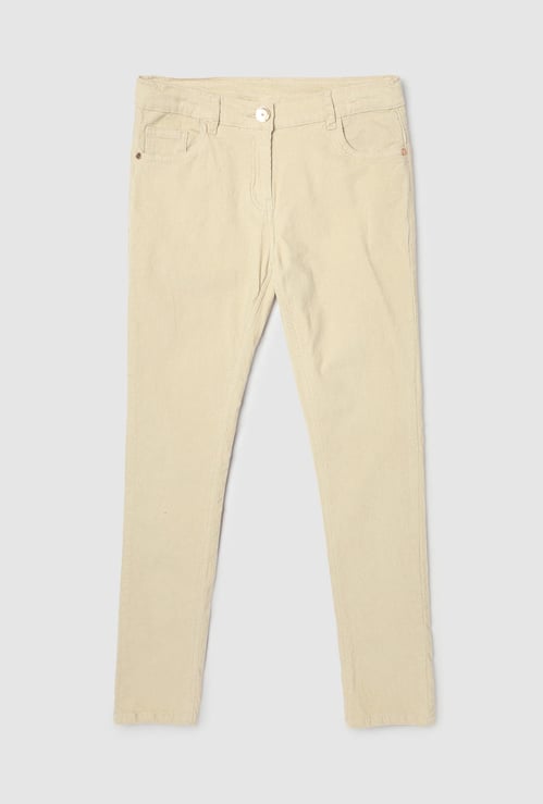 Girls Flat Front Corduroy Trousers