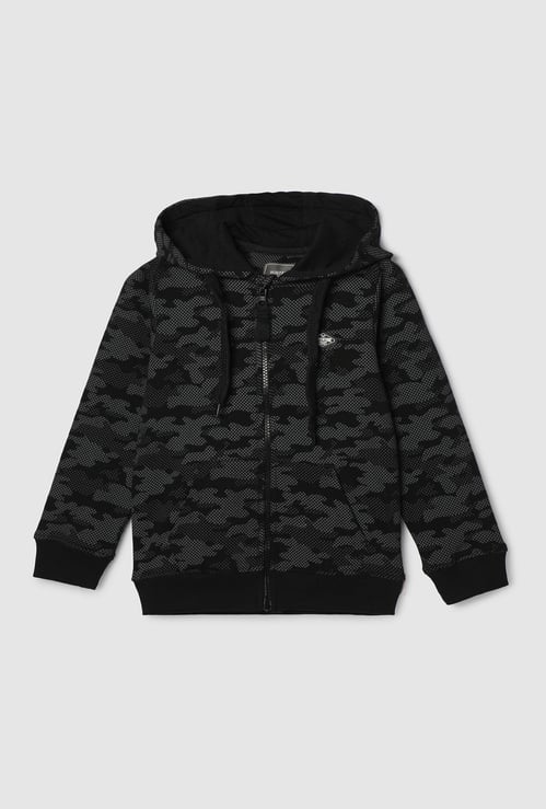 Boys Camouflage Printed Hooded Sweatshirt