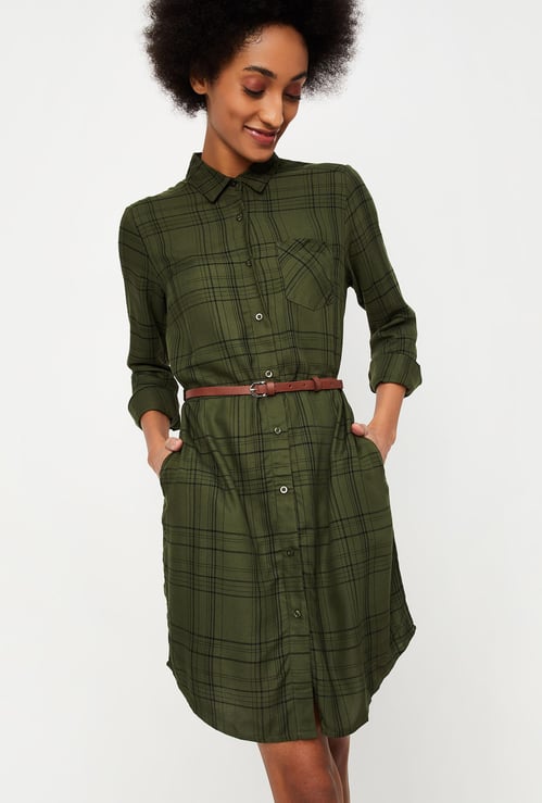 Women Checked Belted Tunic