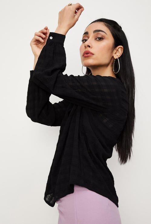 Women Textured V-neck Top