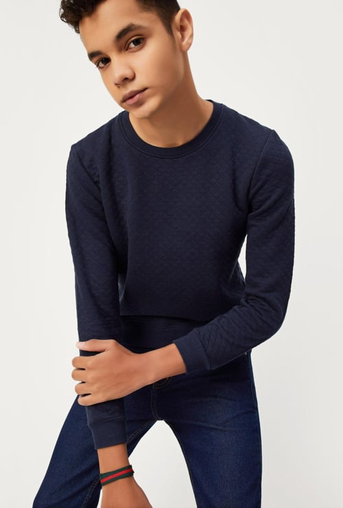 Boys Textured Cotton Sweatshirt