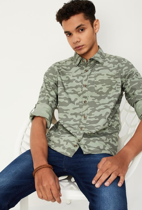 Boys Camouflage Printed Shirt