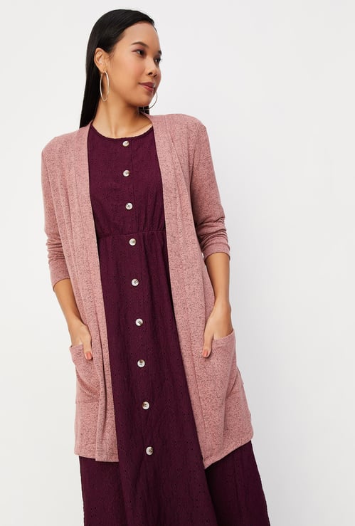 Women Relaxed Fit Shrug with Pockets