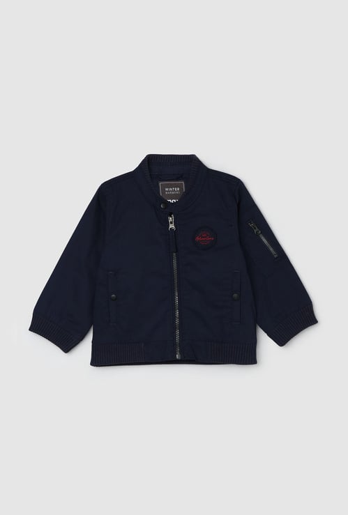 Boys Appliqued Mock Collar Jacket