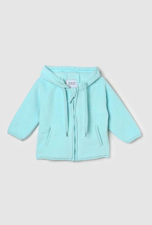 Girls Solid Hooded Jacket