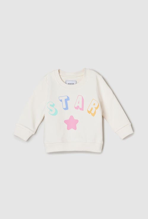 Girls Printed Ribbed Sweatshirt