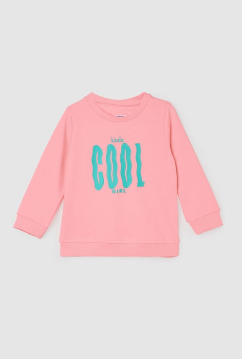 Girls Typographic Printed Sweatshirt