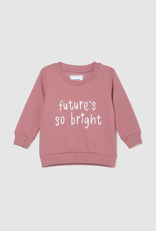 Girls Typographic Printed Sweatshirt