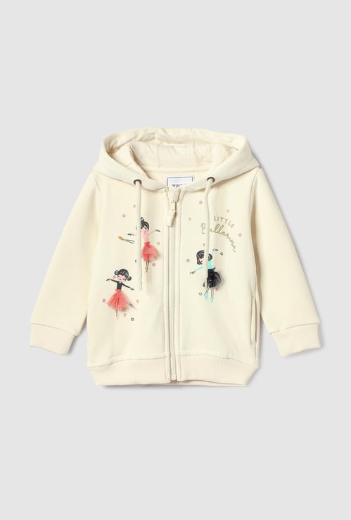 Girls Appliqued Hooded Sweatshirt