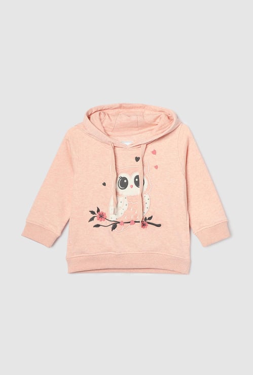 Girls Applique Hooded Sweatshirt