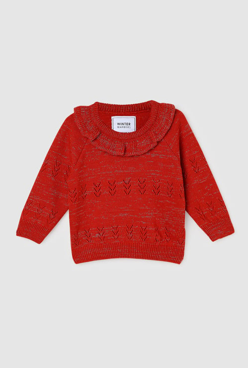 Girls Shimmer Ruffle Sweater