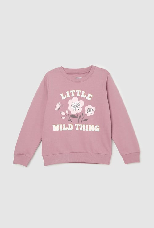 Girls Typographic Printed Sweatshirt