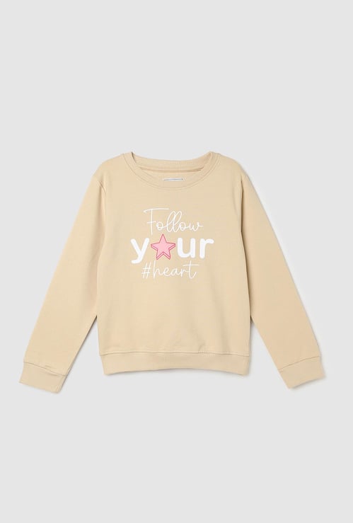 Girls Typographic Printed Sweatshirt