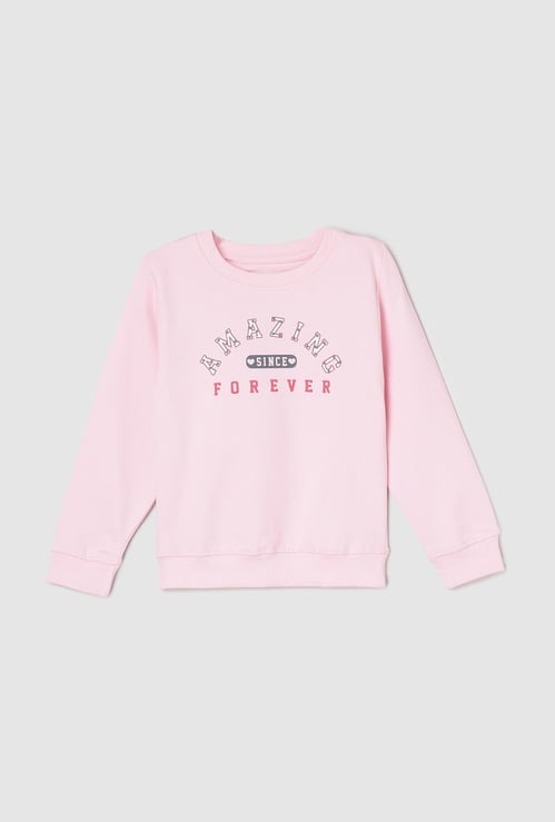 Girls Typographic Printed Sweatshirt